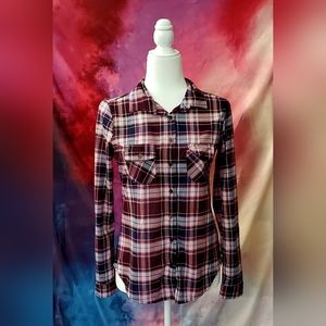 Plaid and Lace Back Top
